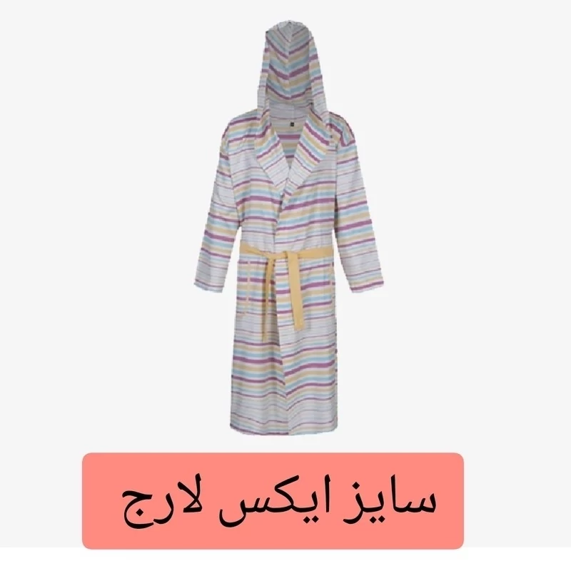 حوله تن پوش ابراهیمی سایز ایکس لارج XL حوله یزدی حمام پالتویی نخی جنس 100 درصد نخ حوله تنپوش