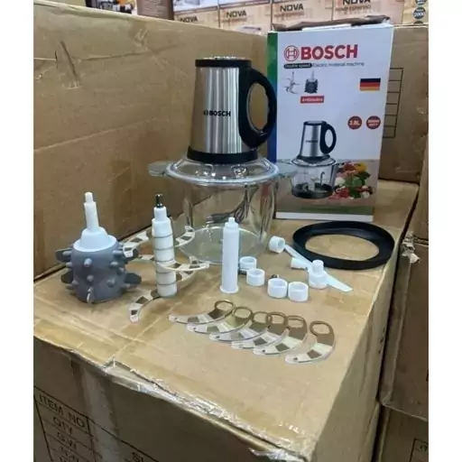 خرد کن برقی پیرکس 3000 وات مارک بوش، دارای دو عدد تیغه شش تایی تیتانیوم  ، سیرپوست کن