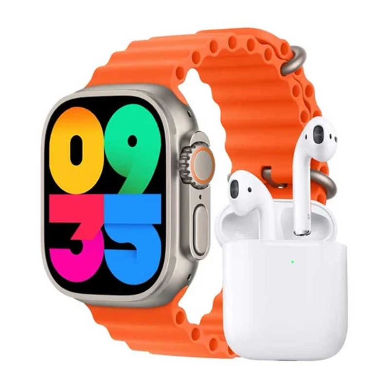 ساعت هوشمند ورنا مدل W49 Ultra به همراه هندزفری بلوتوثی مدل airpod 3.7   34