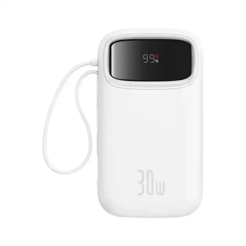 پاوربانک باسئوس مدل Qpow2 DualCable-30w با ظرفیت 10000 میلی آمپر