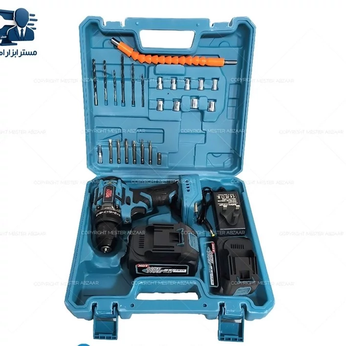 دریل شارژی براشلس طرح ماکیتا سه نظام فلزی 118 ولت دو باتری برند باس  مدل BOSS 118W XGT