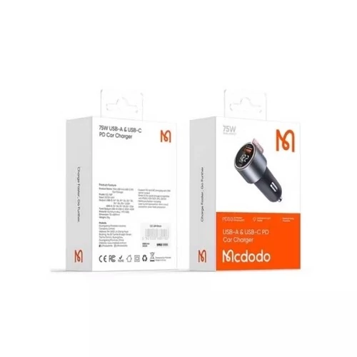 شارژر فندکی مک دودو مدل CC 3690 توان 75 وات با نمایشگر دیجیتال