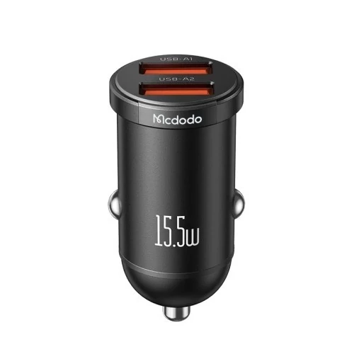 شارژر فندکی مک  دودو مدل CC-2950 15.5w دو پورت USB، بدنه آلومینیومی مشکی