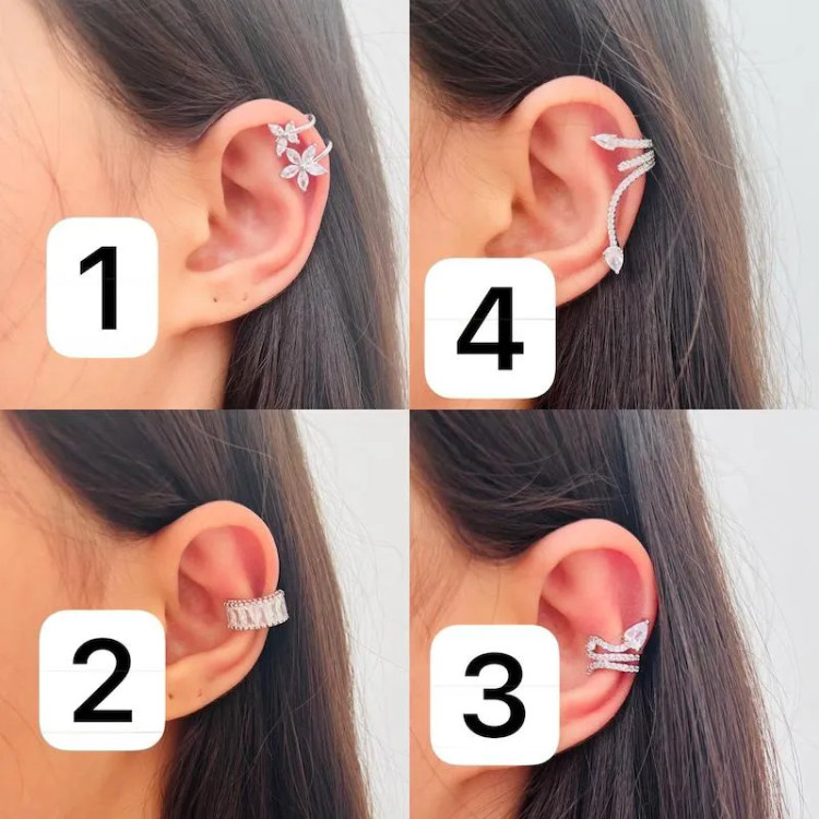 گوشواره بدون سوراخ استیل مدل جواهری رنگ ثابت