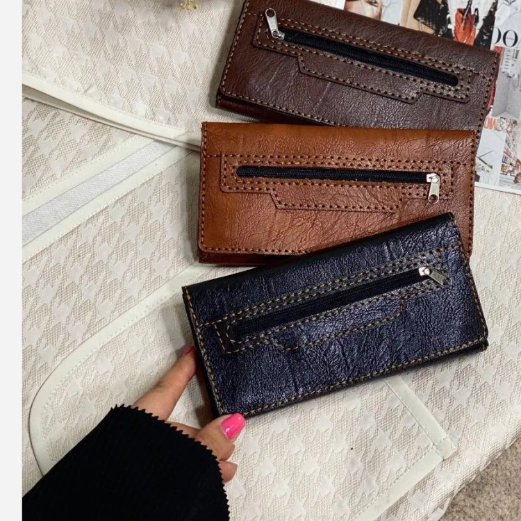 کیف پول و موبایل چرم سه لت مدل عطارد دست دوز با چرم خارجی درجه یک