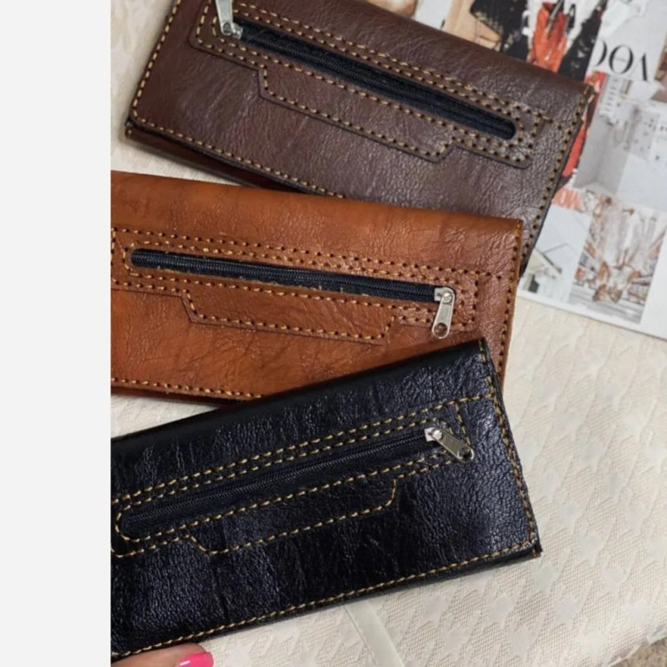 کیف پول و موبایل چرم سه لت مدل عطارد دست دوز با چرم خارجی درجه یک