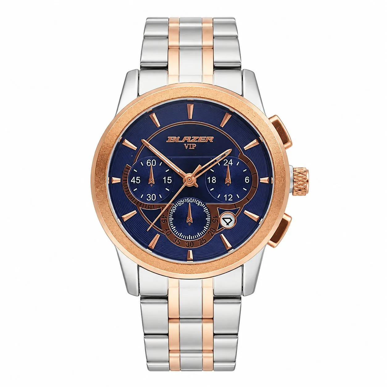 ساعت مچی زنانه بلیزر مدل 3132 استیل رزگلد صفحه سرمه ای طرح سه موتور