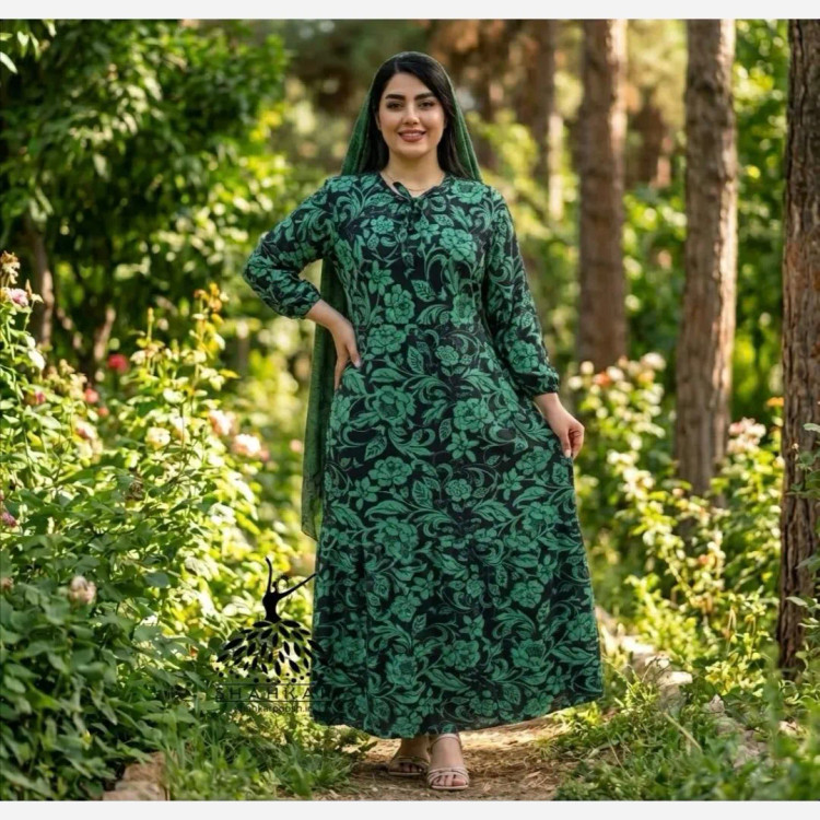 پیراهن ساحلی زنانه نخی مدل دامن سه چین برند فلور مناسب بارداری و شیردهی قد 140