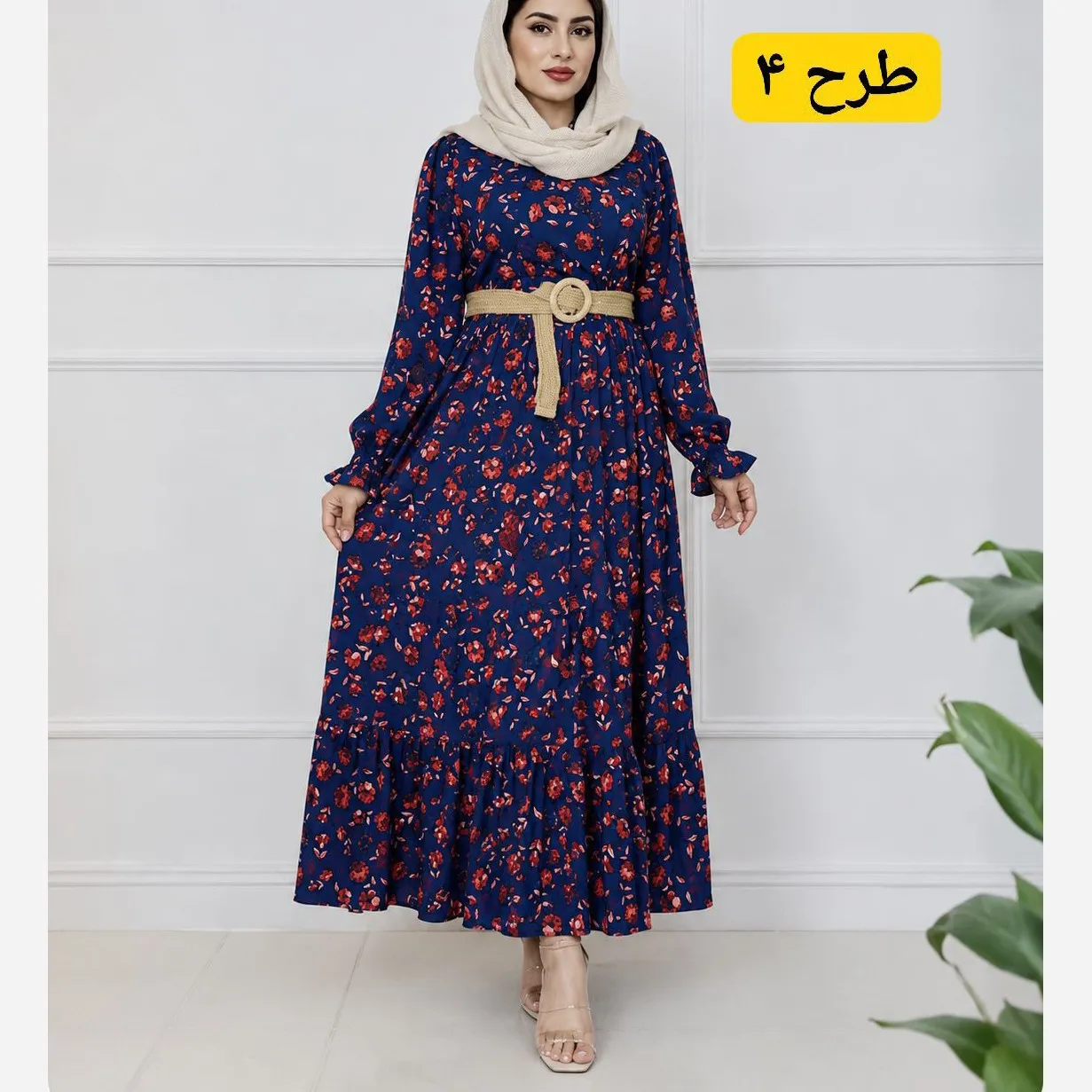 پیراهن زنانه مانتویی یقه چپ و راستی مدل بنفشه جنس سوپرسافت مناسب بارداری و شیردهی