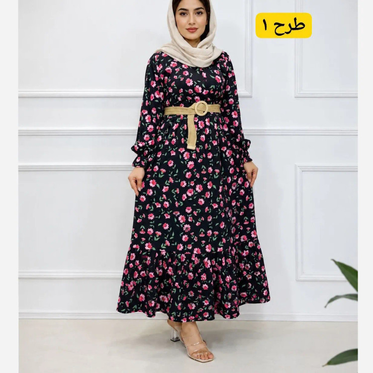 پیراهن زنانه مانتویی یقه چپ و راستی مدل بنفشه جنس سوپرسافت مناسب بارداری و شیردهی