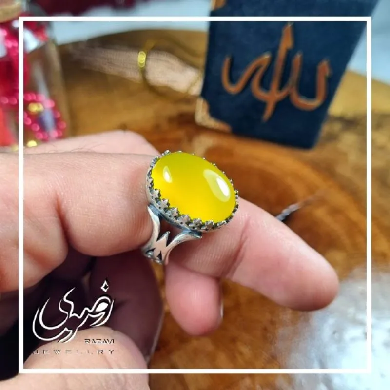 انگشتر نقره زنانه طرح ملکه با نگین شرف الشمس