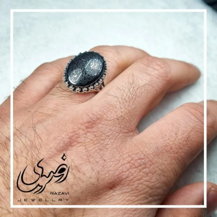 انگشتر حدید صینی مردانه طرح نیزه