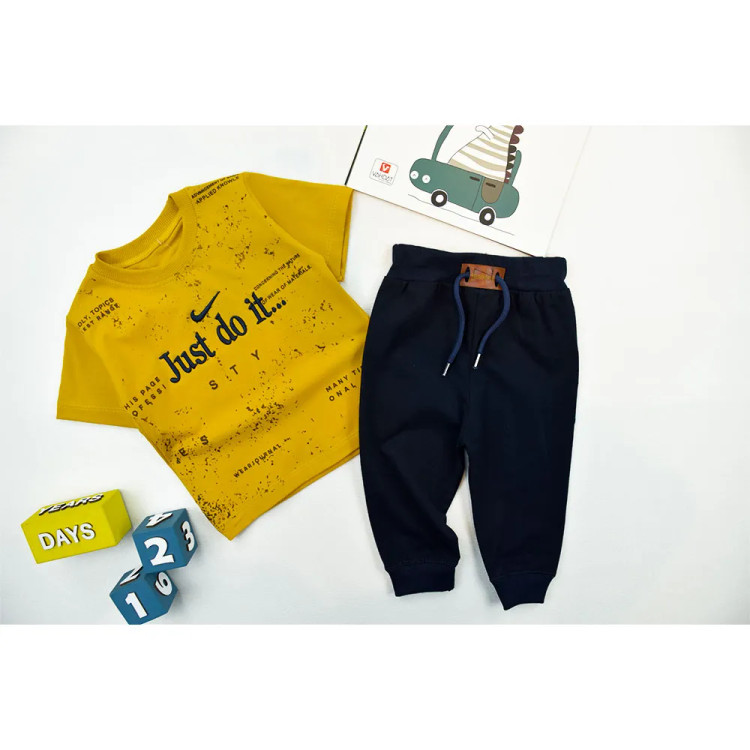 ست تیشرت و شلوارک پسرانه طرح JUST DO IT جنس پنبه ای
