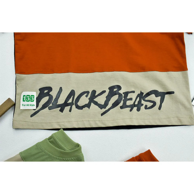 تیشرت پسرانه نخی یقه گرد طرح BLACK BEAST