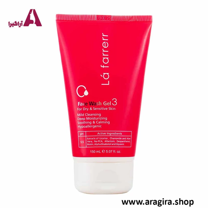 ژل شستشوی صورت پوست خشک و حساس لافارر 150ml