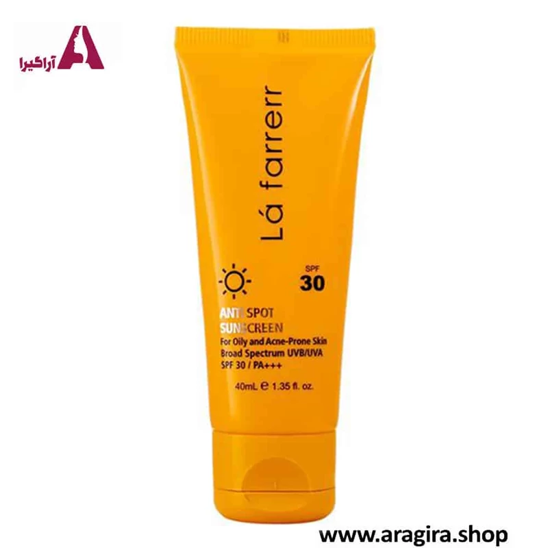 ضد آفتاب spf30 بی رنگ پوست چرب لافارر