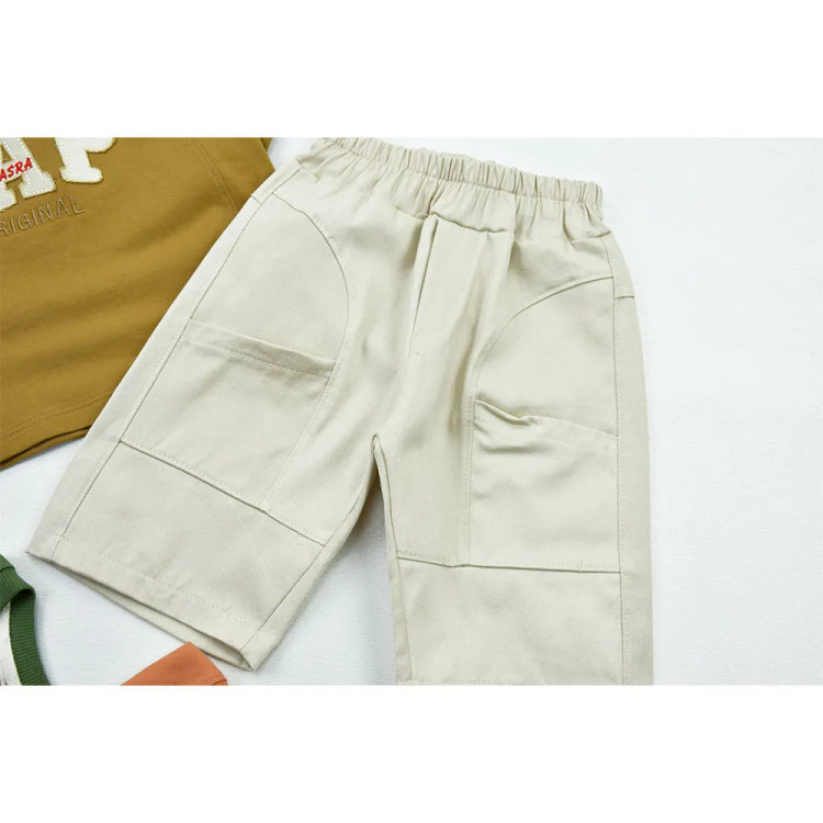 ست تیشرت و شلوارک پسرانه GAP طرح باکسی جنس پنبه و کتان