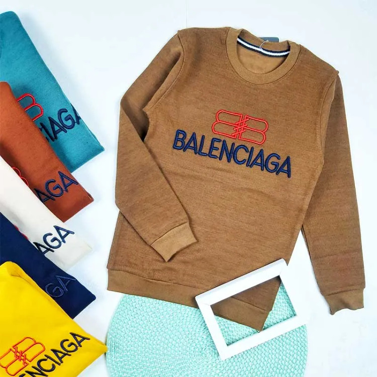 بلوز پسرانه یقه گرد طرح BALENCIAGA پارچه پنبه کبریتی