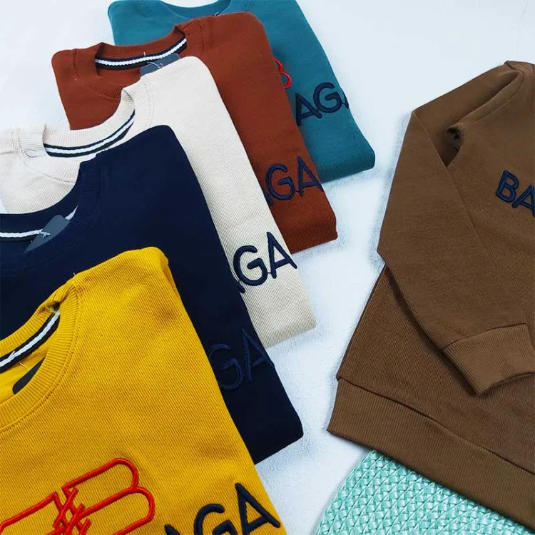بلوز پسرانه یقه گرد طرح BALENCIAGA پارچه پنبه کبریتی
