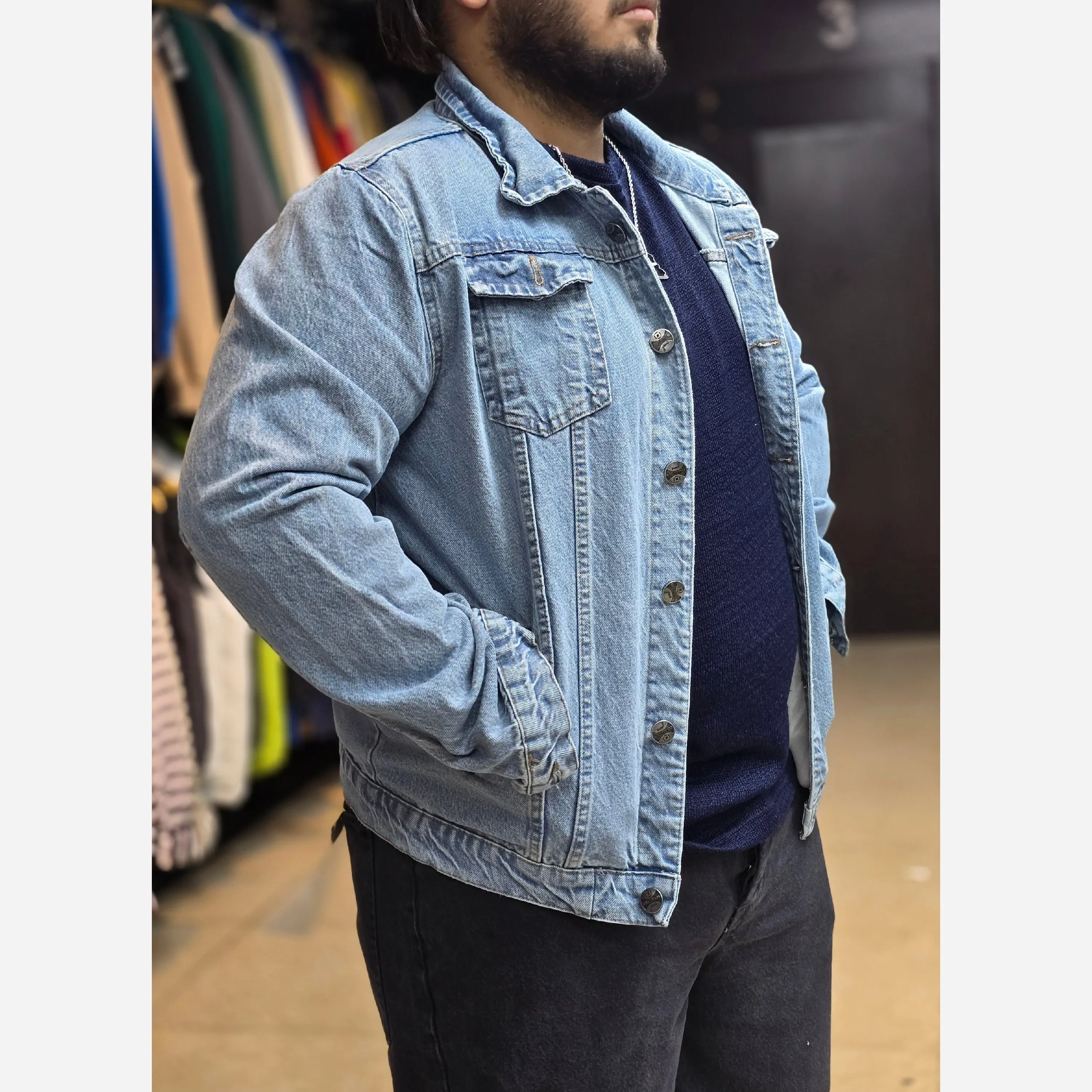 کت جین مردانه سایز بزرگ پارچه ترک بدون کش در رنگبندی متنوع سایز XL تا 4XL