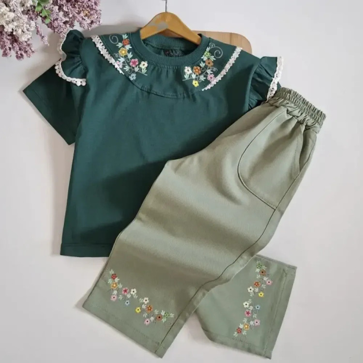 ست تیشرت و شلوار بگ کتان بچگانه دخترانه و پسرانه سایز 40 تا 60