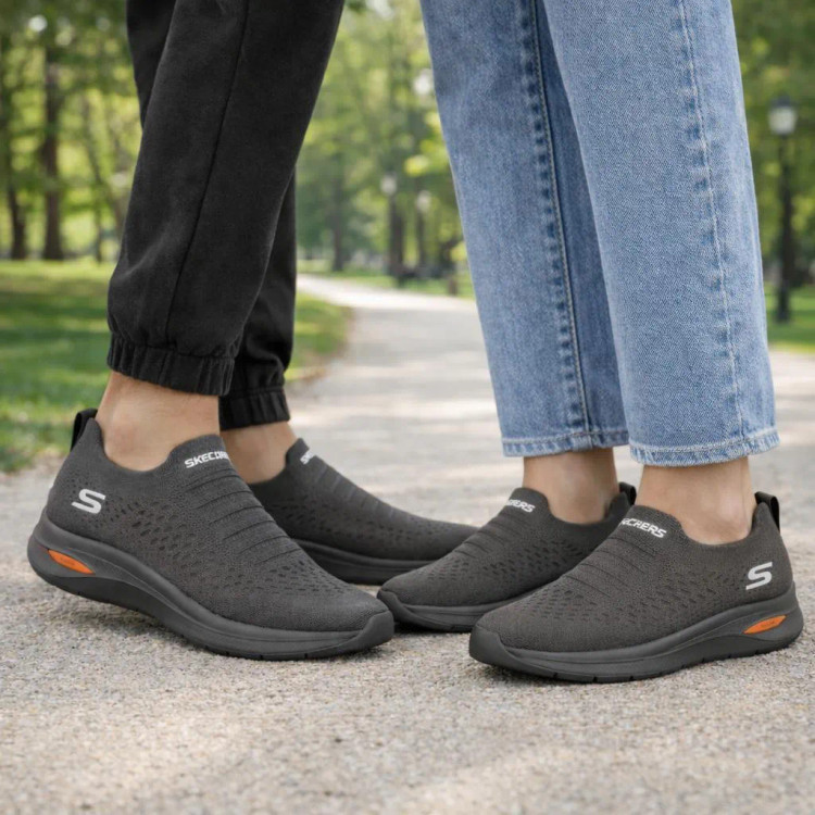 کفش اسکیچرز طبی لژدار مدل RIVON رنگ طوسی تیره سایز 37 تا 44
