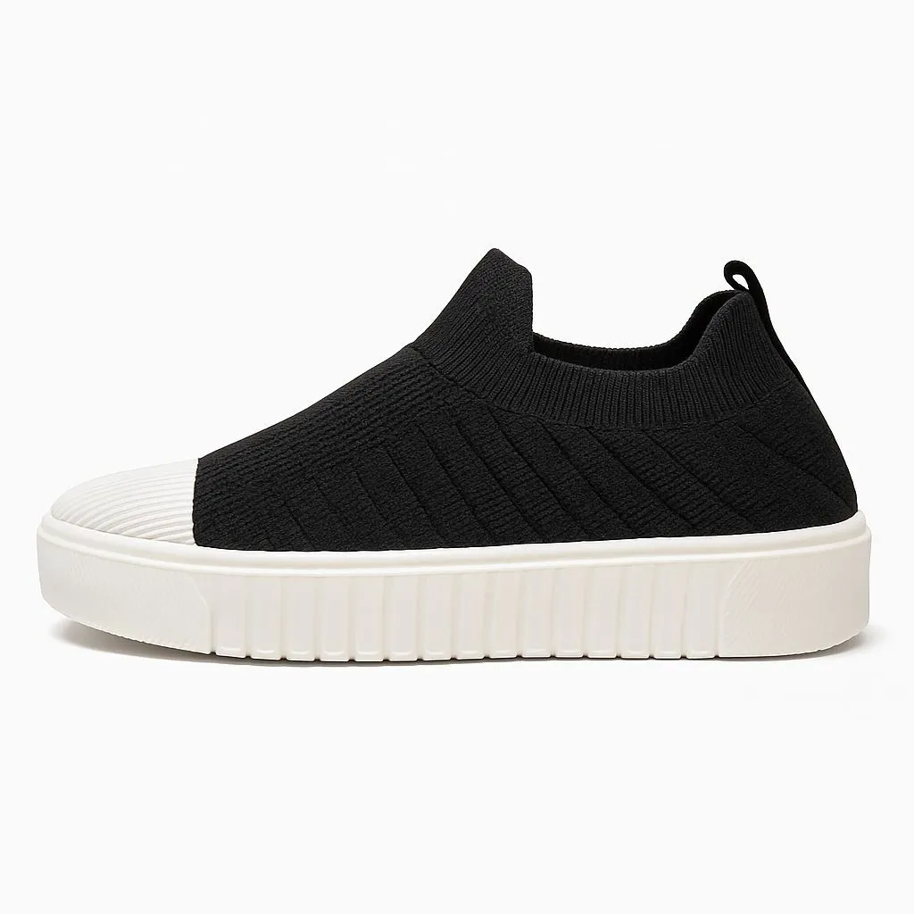 کفش جورابی زنانه مدل صحرا کفی طبی و رویه بافت مشکی