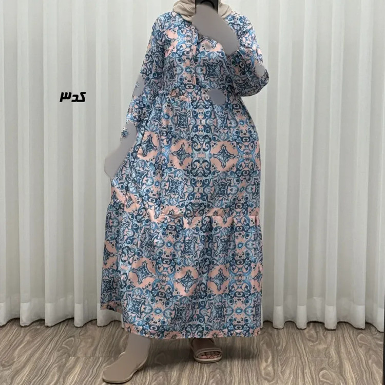 پیراهن زنانه فلور بوگاتی مدل لوزی فری سایز مناسب تا 44 با کمربند