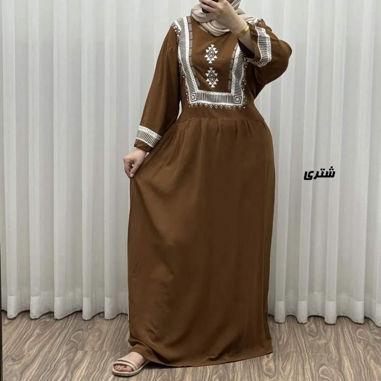 پیراهن نخی زنانه مدل پادمیرا فری سایز مناسب تا 48 همراه با کمربند