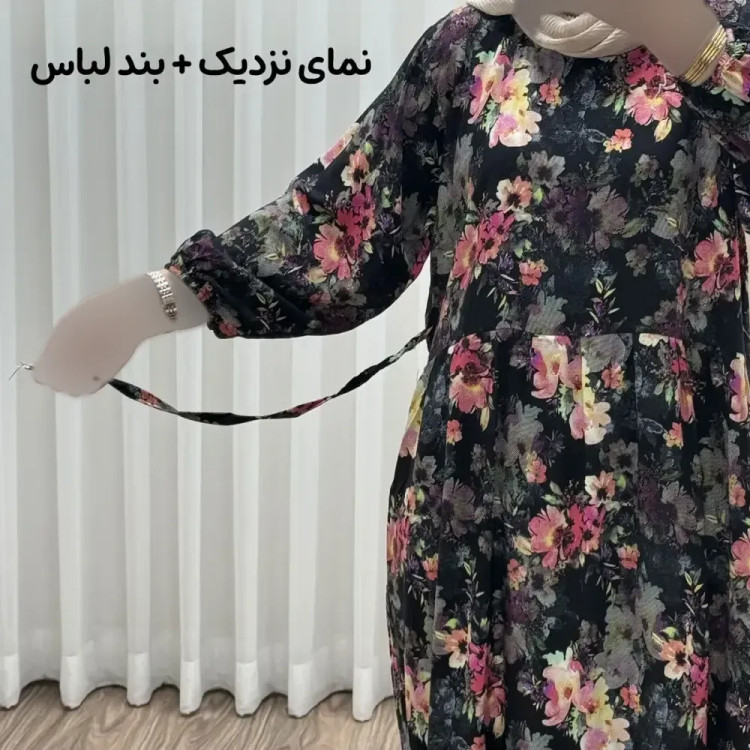 پیراهن ساحلی زنانه مدل گل یخی جنس ابرباد فری سایز مناسب تا 44
