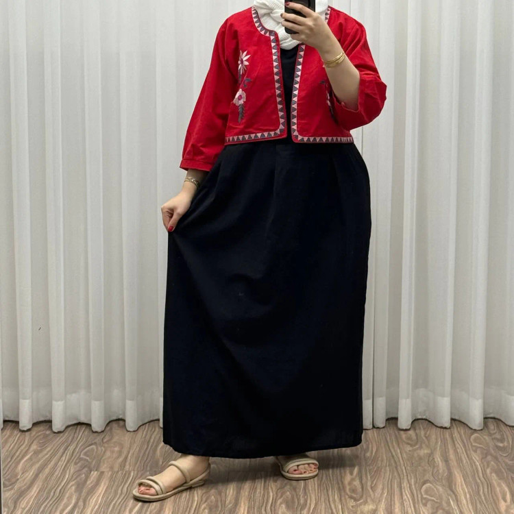 کت سارافون لینن مدل یولیا فری سایز زنانه مناسب تا سایز 48 چهارفصل شیک و راحت