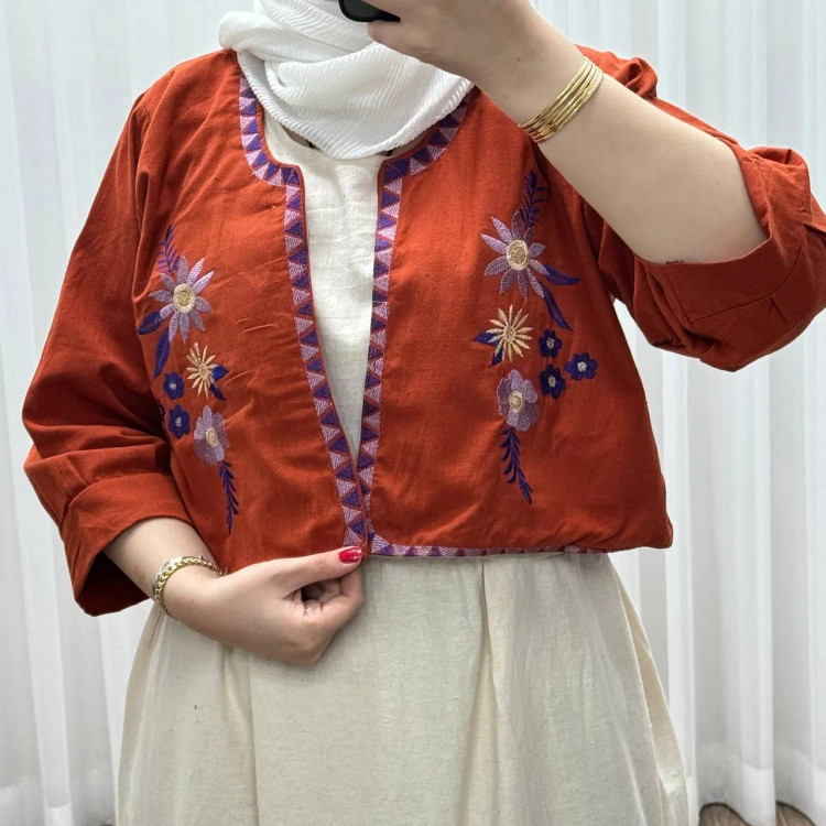 کت سارافون لینن مدل یولیا فری سایز زنانه مناسب تا سایز 48 چهارفصل شیک و راحت