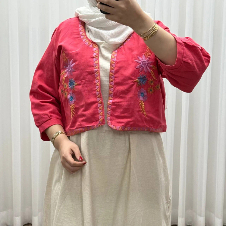 کت سارافون لینن مدل یولیا فری سایز زنانه مناسب تا سایز 48 چهارفصل شیک و راحت