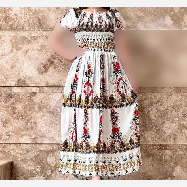 پیراهن ساحلی زنانه کریشه وارداتی هندی آستین کوتاه فری سایز تا 54