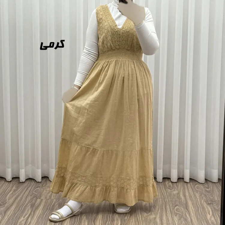 پیراهن ساحلی زنانه مدل سلن جنس نخ تافته سنگشور فری سایز آستردار