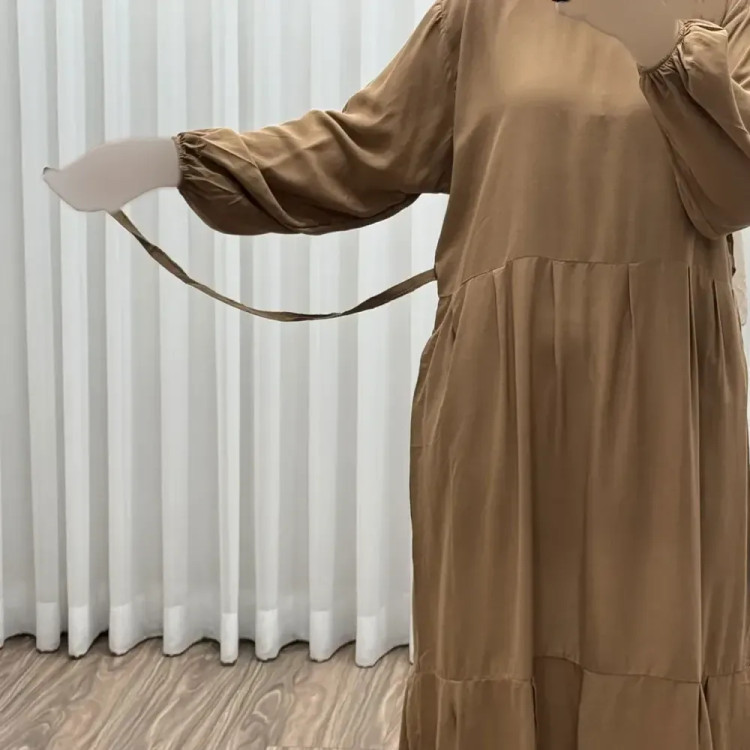 پیراهن ساحلی زنانه مدل آیدا نخی فری سایز با کمربند