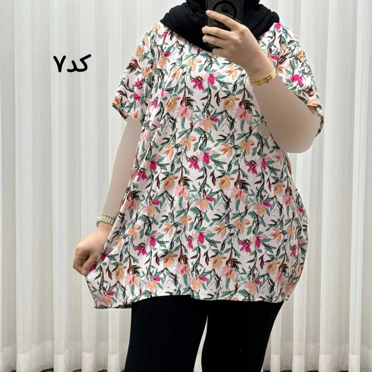 تیشرت نخی فری سایز زنانه مصی کد 1394 تن خور راحت چهارفصل