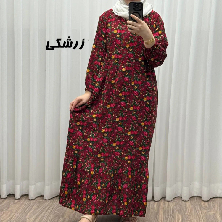 پیراهن نخی ترکمنستان گلریز چین دار فری سایز تا 48 تنخور شیک و راحت چهارفصل کمربند دار