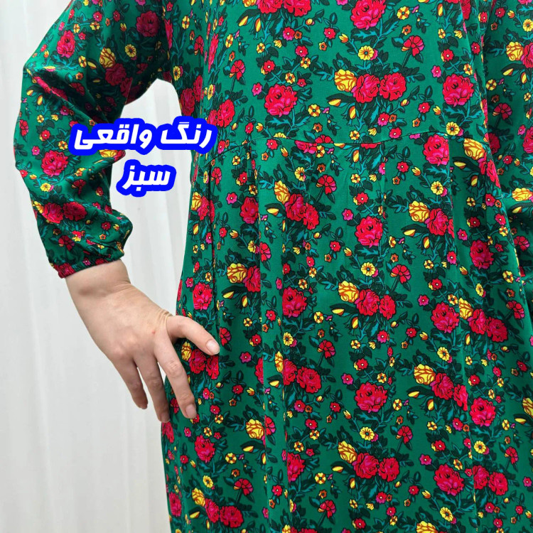 پیراهن نخی ترکمنستان گلریز چین دار فری سایز تا 48 تنخور شیک و راحت چهارفصل کمربند دار