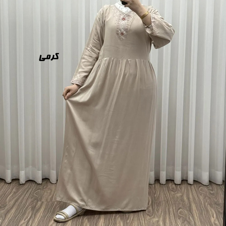 پیراهن ساحلی نخی زنانه مدل آتریسا فری سایز مناسب تا سایز 48 بهمراه کمربند
