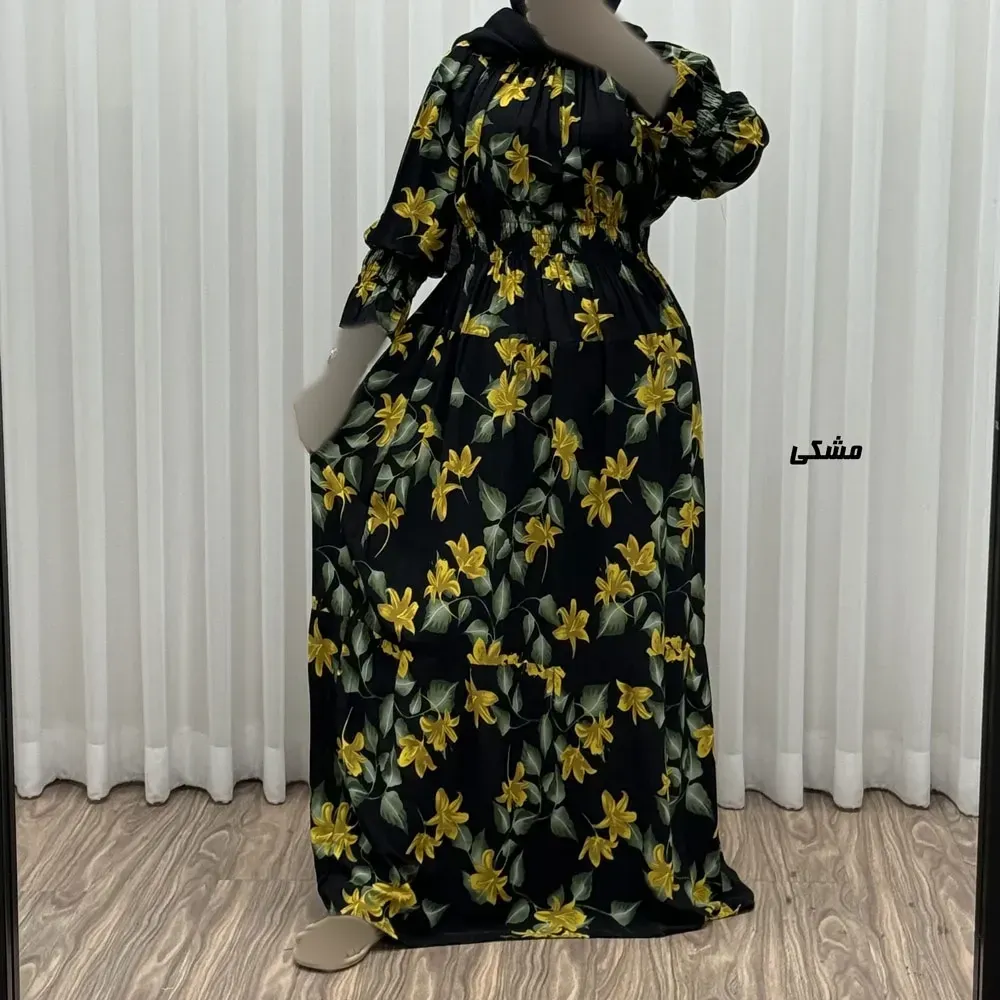 پیراهن ساحلی نخی زنانه و دخترانه مدل پامچال فری سایز مناسب تا سایز 50