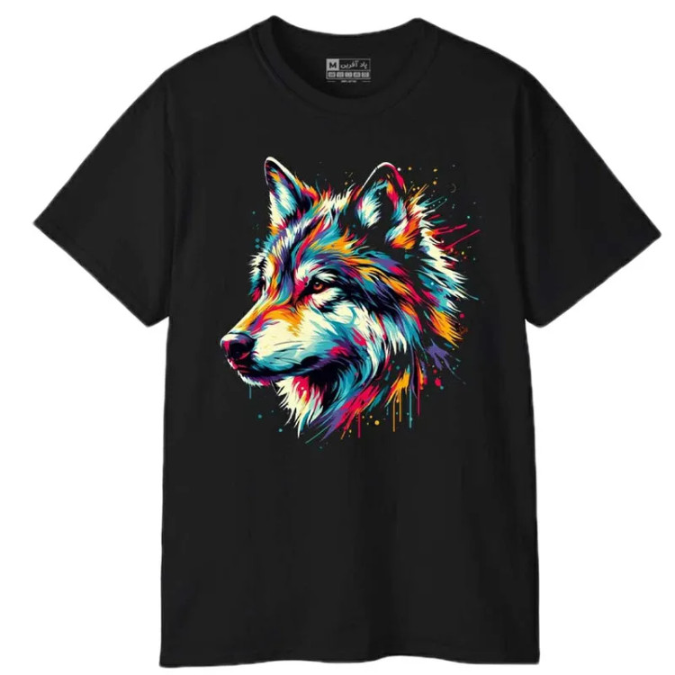 تیشرت آستین کوتاه مردانه پاد آفرین مدل گرگ کد 1763 طرح چاپ مقاوم