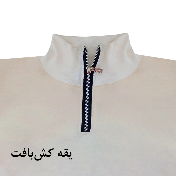 هودی نیم زیپ مردانه کرم دورس اسپان داخل کرک تن خور شیک