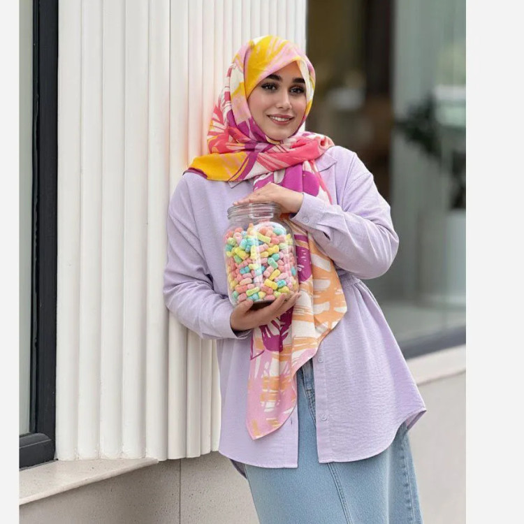 روسری نخ کاستوم طرح روشا سایز بزرگ چرخ دوز