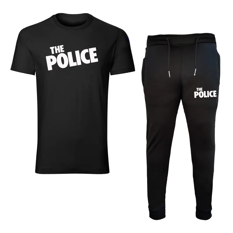 ست تیشرت و شلوار مردانه طرح Police کد 0062 جنس نخ آستین کوتاه