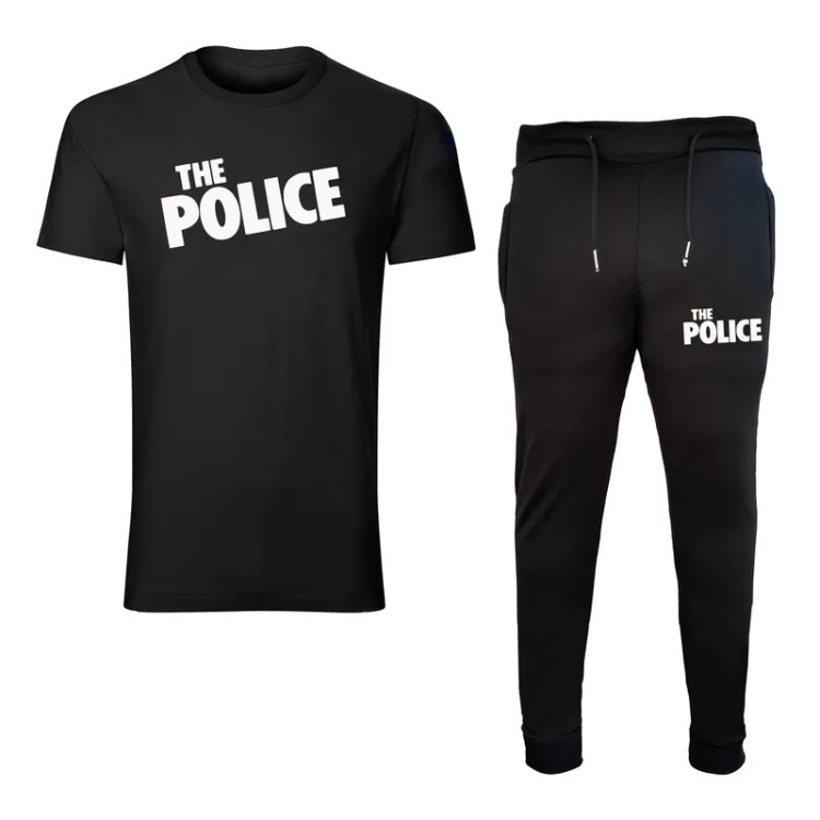 ست تیشرت و شلوار مردانه طرح Police کد 0062 جنس نخ آستین کوتاه