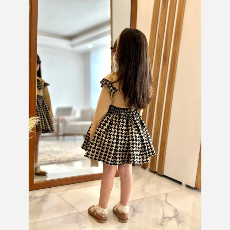 ست بلوز دامن دخترانه عیدانه 2 تا 13 سال | پارچه پنبه و مخمل آنجل | دوخت مزونی