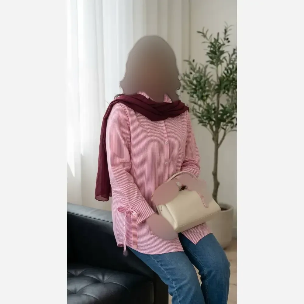 شومیز زنانه مدل ستایش جنس تترون راه راه فری سایز تا 46