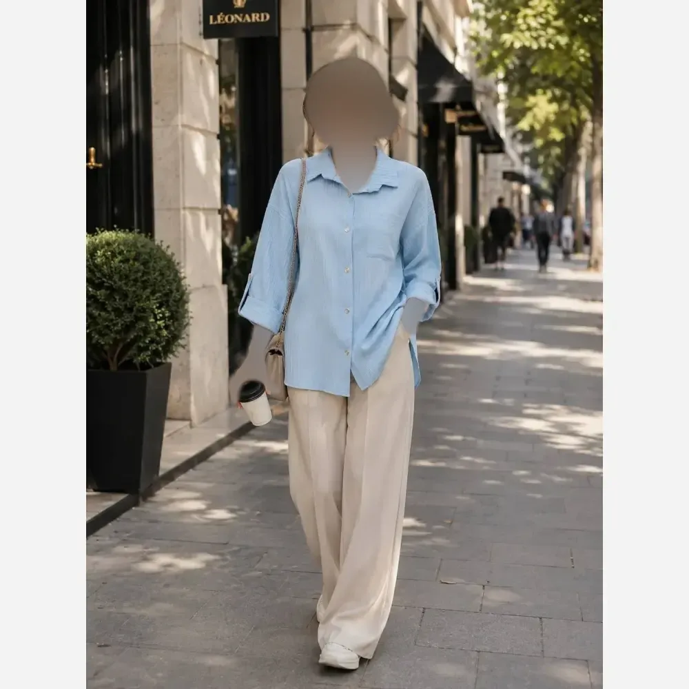 شومیز مانتویی شیما 278 سوپر آیوا فری سایز 38 تا 46 زنانه