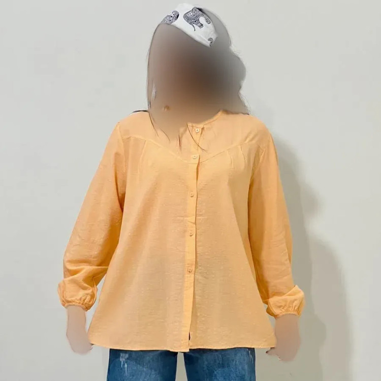شومیز لینن مجلسی زنانه قد 69 سانت دورسینه 120 سانت آستین 58 سانت کد 1333